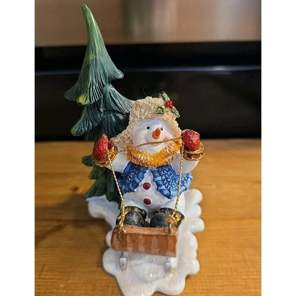 Home Interiors Christmas Whimsical Snowmen Sledding Figurines set of 3 resin 5